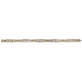 Diamond Foxtail Bracelet in 14 Karat yellow Gold