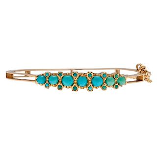 Turquoise Bangle Bracelet in 18 Karat Yellow Gold