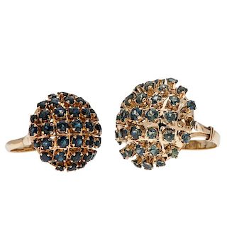 Sapphire Cluster Rings in 14 Karat Yellow Gold