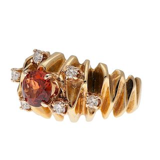 Spessartite Garnet Ring with Diamonds