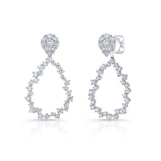 Diamond Pear Cluster Earrings With Removable Teardrop Dangles In 14k White Gold