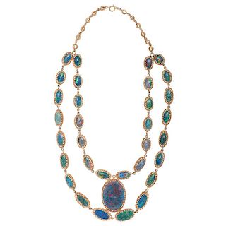 Opal Necklace in 14 Karat Yellow Gold