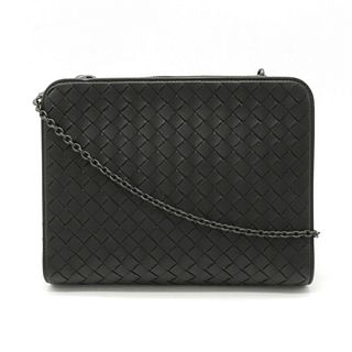 BOTTEGA VENETA Bottega Veneta intrecciato chain wallet shoulder bag clutch black