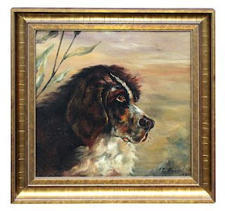 JE Fraser 1890 English oil on canvas portrait of a dog