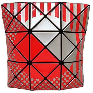 BAOBAO ISSEY MIYAKE Pouch Silver Pink Red BB01-AG645-28 Ladies Dot Stripe Triangle