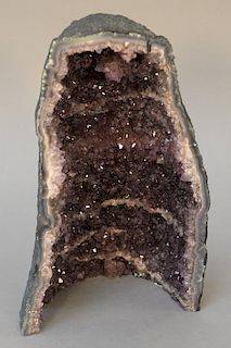 Large sliced amethyst cathedral quartz geode specimen. ht. 14in.
