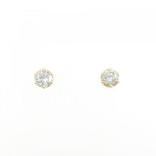 K18YG Solitaire Diamond Earrings 0.30CT 
