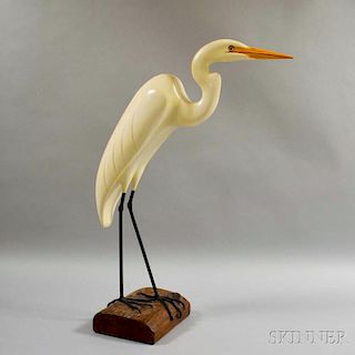Hugh Norman Carved and Painted Egret