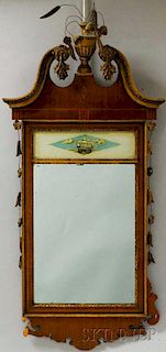 Federal-style Inlaid Mahogany Eglomise Mirror
