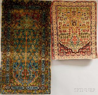 Two Antique Kerman Prayer Mats,