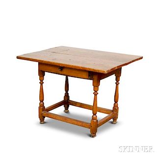 William and Mary Maple and Pine One-drawer Tavern Table