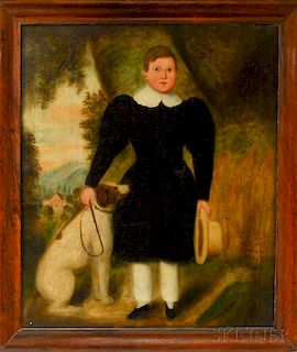 Anglo/American School, 18th Century       Portrait of a Boy and a Dog.