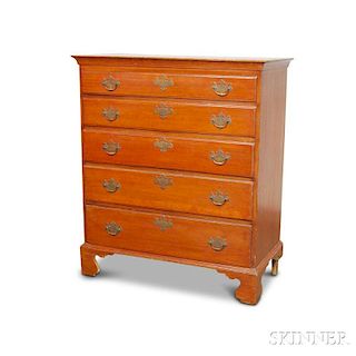 Chippendale Pine Five-drawer Tall Chest