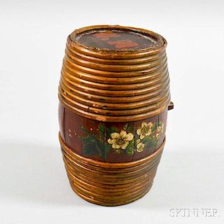 Paint-decorated Stave-constructed Barrel-form Canteen