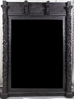 A Chinese Export Carved Mirror, Height 65 1/4 x width 66 x depth 4 1/4 inches.