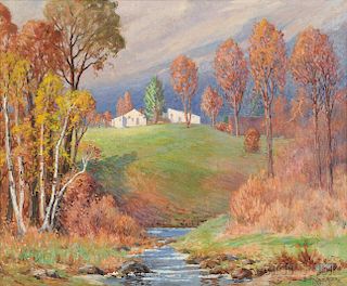 Henry Orne Rider (American, 1860-1943)      The Passing Shower Early Autumn  /An Early Auburndale Scene