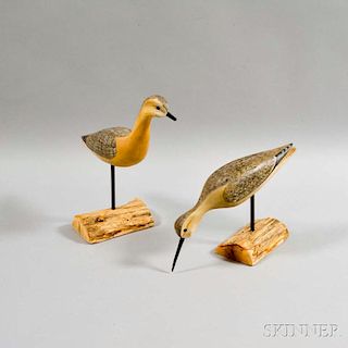 Two Carved and Painted Shorebirds