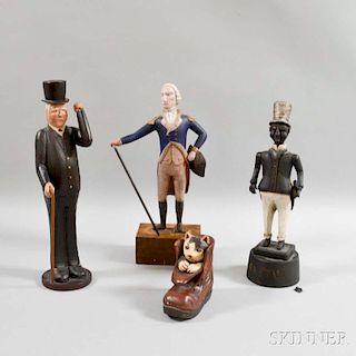 Four Contemporary Folk Art Carved Figures