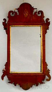 Federal Inlaid Mahogany Veneer Scroll-frame Mirror