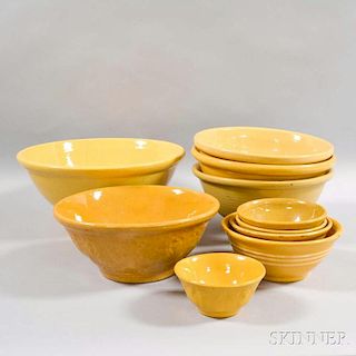 Ten Graduated Yellowware Mixing Bowls
