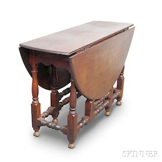 William and Mary Oak One-drawer Gate-leg Table