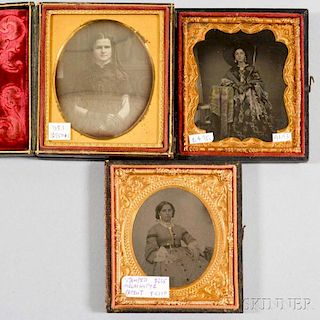 Three Early Cased Sixth-plate Photographs of Women.