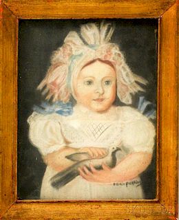 Gloria Perkins (American, 19th Century)       Portrait of a Girl with Dove.