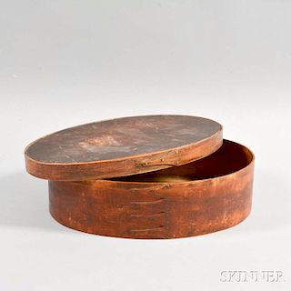 Red-stained Finger Lapped-seam Oval Pantry Box