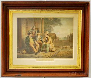 Framed M. Knoedler Lithograph After George Caleb Bingham's Canvassing for a Vote