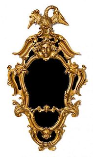 A Continental Giltwood Mirror, Height 62 x width 33 inches.