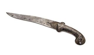 A Middle Eastern Steel Dagger, Length 15 1/2 inches.