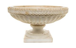 A Continental Marble Urn, 18TH/19TH CENTURY, Height 9 1/4 x diameter 15 1/2 inches.