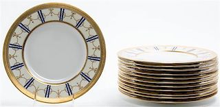 A Set of Twelve Minton Dinner Plates, L.B. King & Co., Detroit, Diameter 10 1/4 inches.