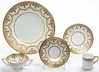 A Minton Partial Porcelain Dinner Service, Diameter of dinner plates 10 3/4 inches.