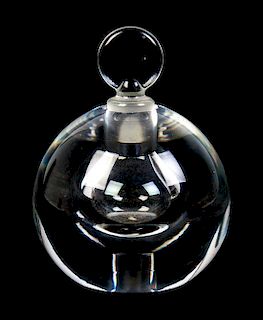 A Steuben Glass Perfume Bottle, Height overall 4 1/2 inches.