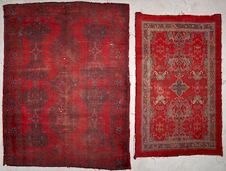 2 Antique Oushak and Irish Arts & Crafts Donegal Rugs