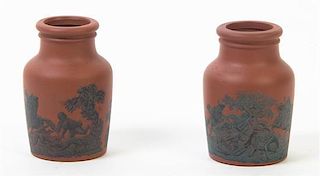 A Pair of Stoneware Bottles, Height of each 4 inches.