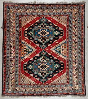 Vintage Caucasian Rug: 6'2'' x 6'9'' (188 x 206 cm)