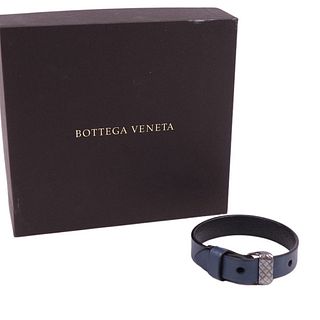 Bottega Veneta BOTTEGA VENETA bracelet calf leather silver 925 men's navy