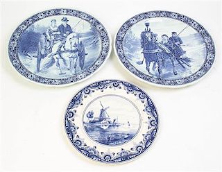 * Three Delft Chargers, Diameter of larger 15 3/4 inches.