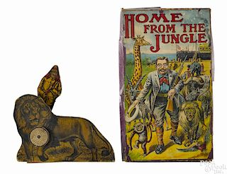 Teddy Roosevelt Home From the Jungle board game, with its original box, 14'' x 8''