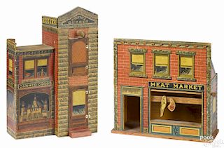 Two paper lithograph Bliss buildings, to include a Wholesale Grocer two-story building