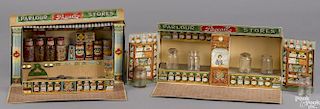 Pascall Parlour Store cardboard play set with six colorless glass jars