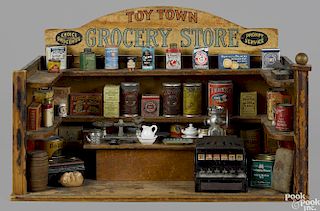 Parker Brothers paper lithograph over wood Toy Town Grocery Store