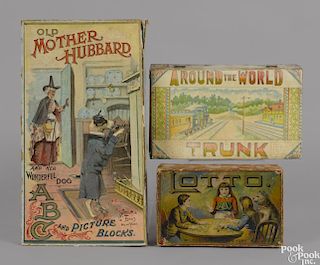 McLoughlin Bros. paper lithograph Old Mother Hubbard Picture Blocks, in the original box