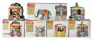 Steiff Golden Age of the Circus five-piece train set, in original boxes, largest box - 27'' l.