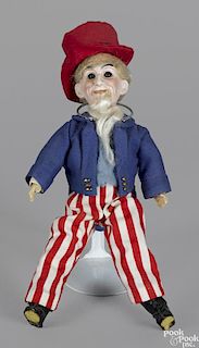 Dressel Uncle Sam bisque socket head doll with inset glass eyes