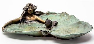 * A Francois Raoul Larche Bronze Centerpiece, Width 13 inches.