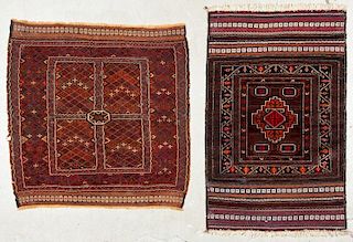 2 Vintage Afghan Mixed Weave Rugs