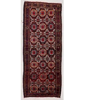 Semi-Antique Beluch Rug: 9'2'' x 3'9'' (279 x 114 cm)